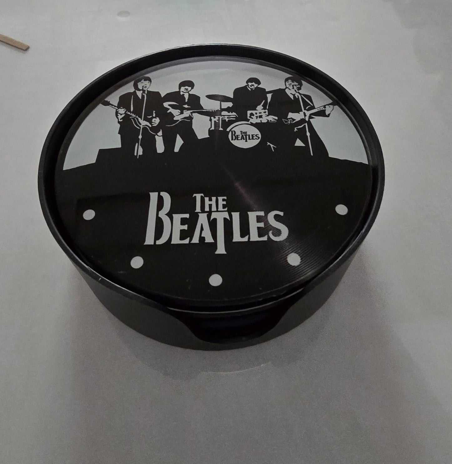 BEATLES GLASS COASTERS SET OF SIX