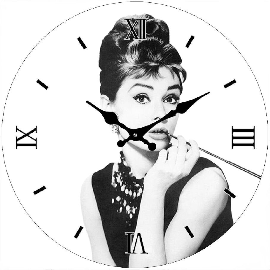 AUDREY HEPBURN 30 CM GLASS CLOCK
