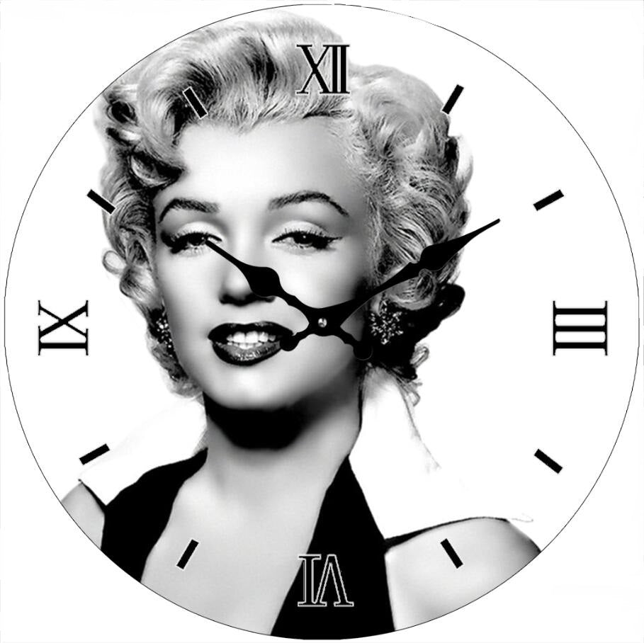 Marilyn Black and White 30 cm glass clock