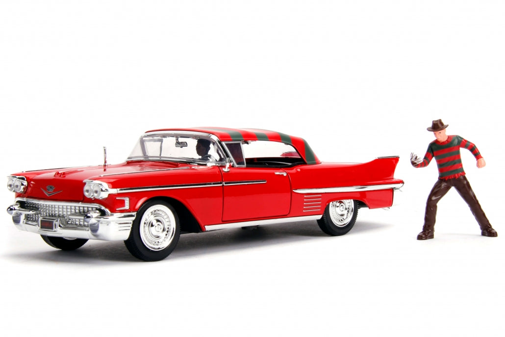 Nightmare on Elm Street - 1958 Cadillac Series 62 1:24 Scale Hollywood Ride DieCast Vehicle with Freddy Figure