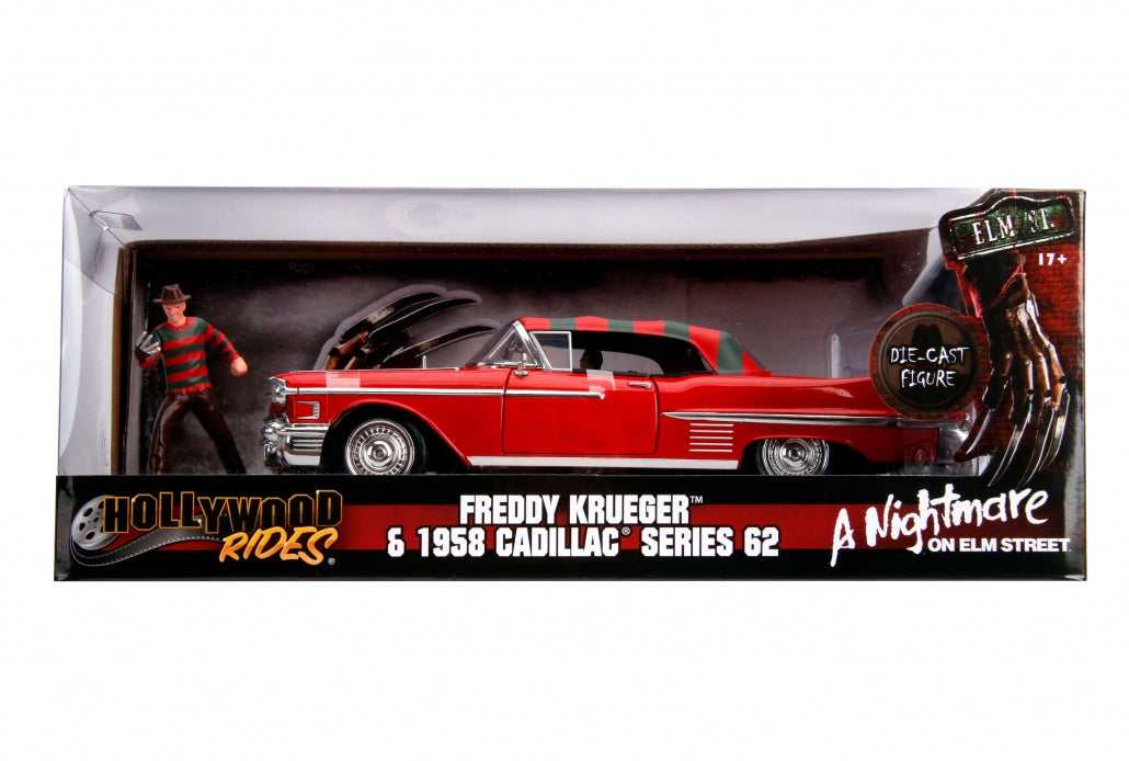 Nightmare on Elm Street - 1958 Cadillac Series 62 1:24 Scale Hollywood Ride DieCast Vehicle with Freddy Figure