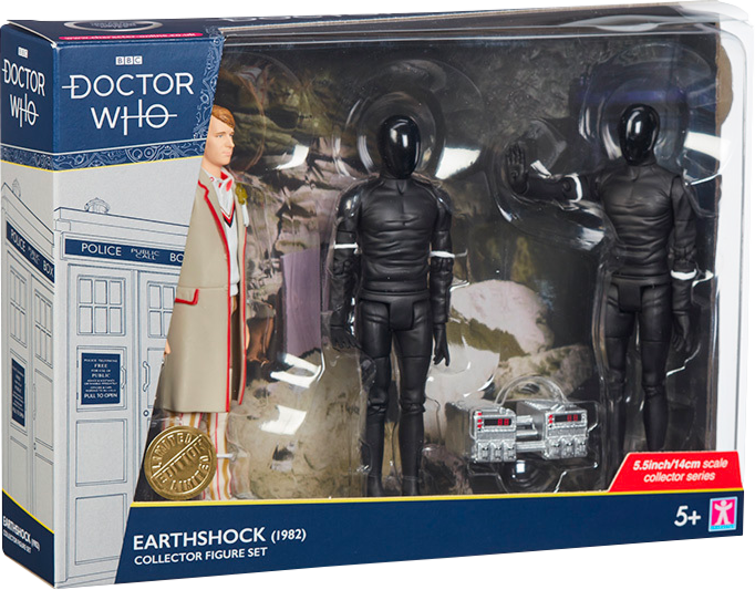 Doctor Who - 5th Doctor, Cyberman Android I & Cyberman Android II from Earthshock (1982) 5” Scale Action Figure 3-Pack
