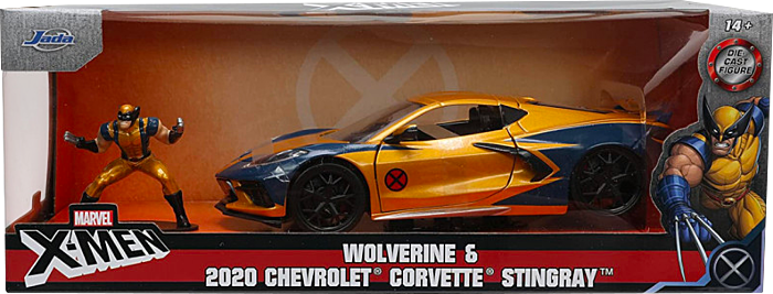 X-Men - Wolverine with 2020 Chevrolet Corvette Stingray 1/24th Scale Die-Cast Vehicle Replica