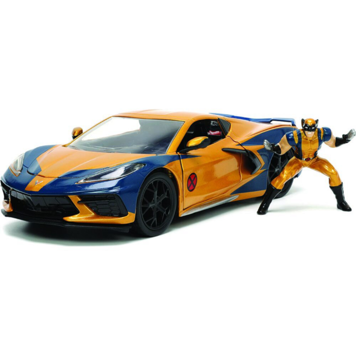 X-Men - Wolverine with 2020 Chevrolet Corvette Stingray 1/24th Scale Die-Cast Vehicle Replica