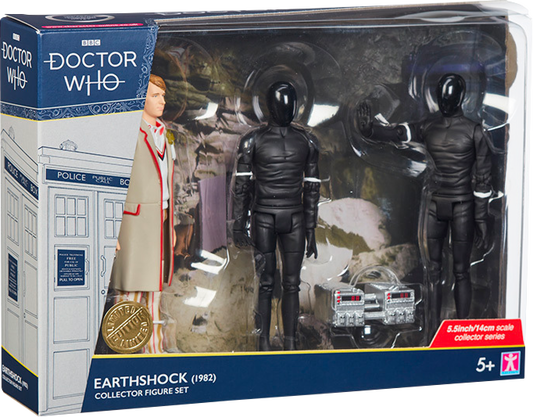 Doctor Who - 5th Doctor, Cyberman Android I & Cyberman Android II from Earthshock (1982) 5” Scale Action Figure 3-Pack