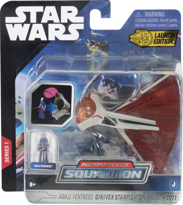 Star Wars - Micro Galaxy Squadron Asajj Ventress's Ginivex Starfighter Light Armor Class 3" Vehicle & Figure Playset (Series 01)