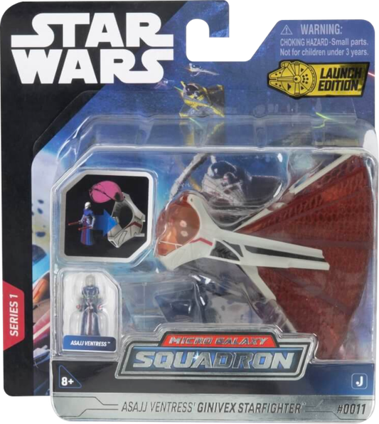 Star Wars - Micro Galaxy Squadron Asajj Ventress's Ginivex Starfighter Light Armor Class 3" Vehicle & Figure Playset (Series 01)