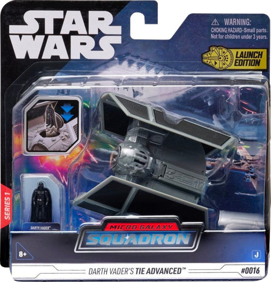 Star Wars - Micro Galaxy Squadron Darth Vader's TIE Advanced Starfighter Class 5" Vehicle & Figure Playset (Series 01)