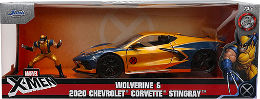 X-Men - Wolverine with 2020 Chevrolet Corvette Stingray 1/24th Scale Die-Cast Vehicle Replica